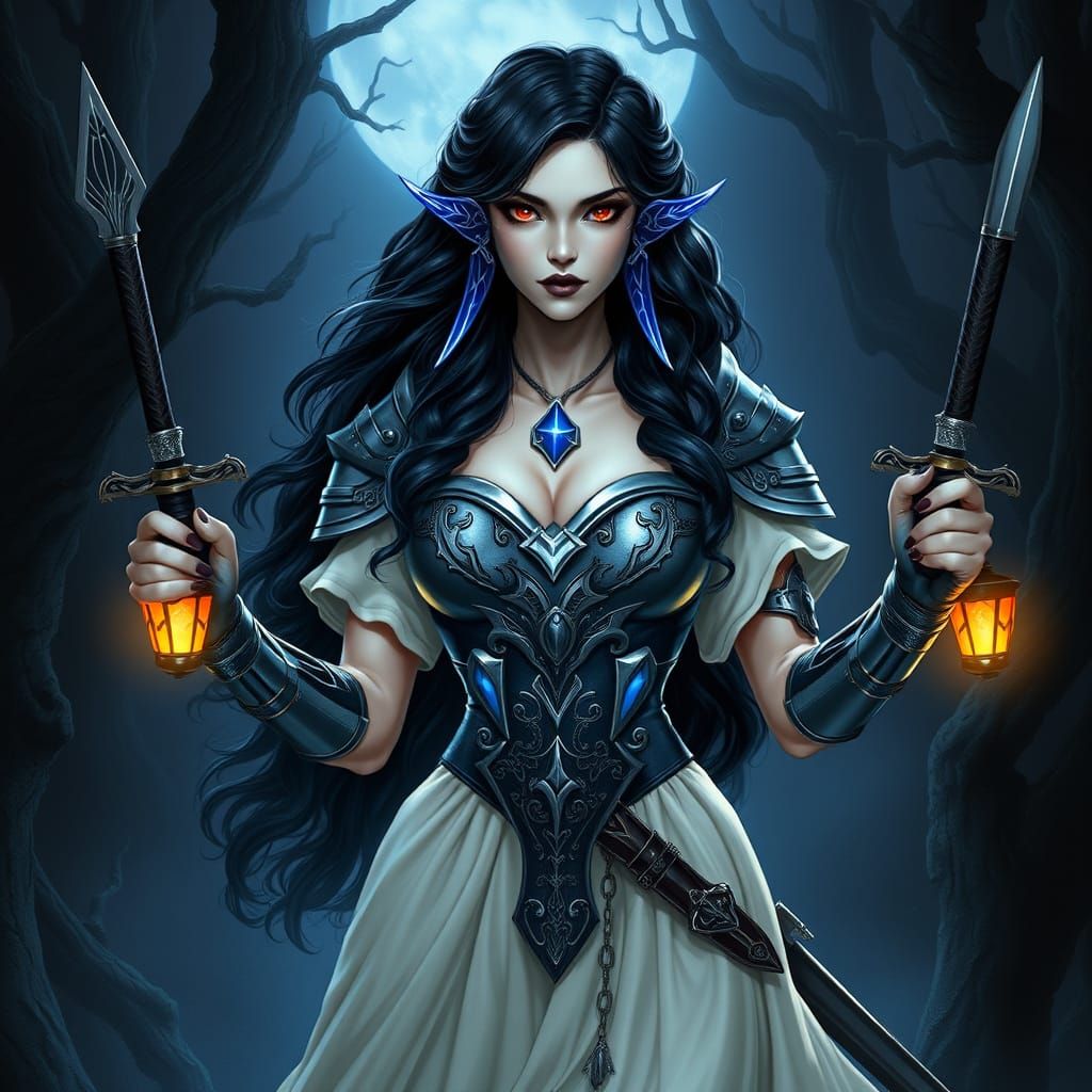 Dark Warrior Princess in Mystical Realm