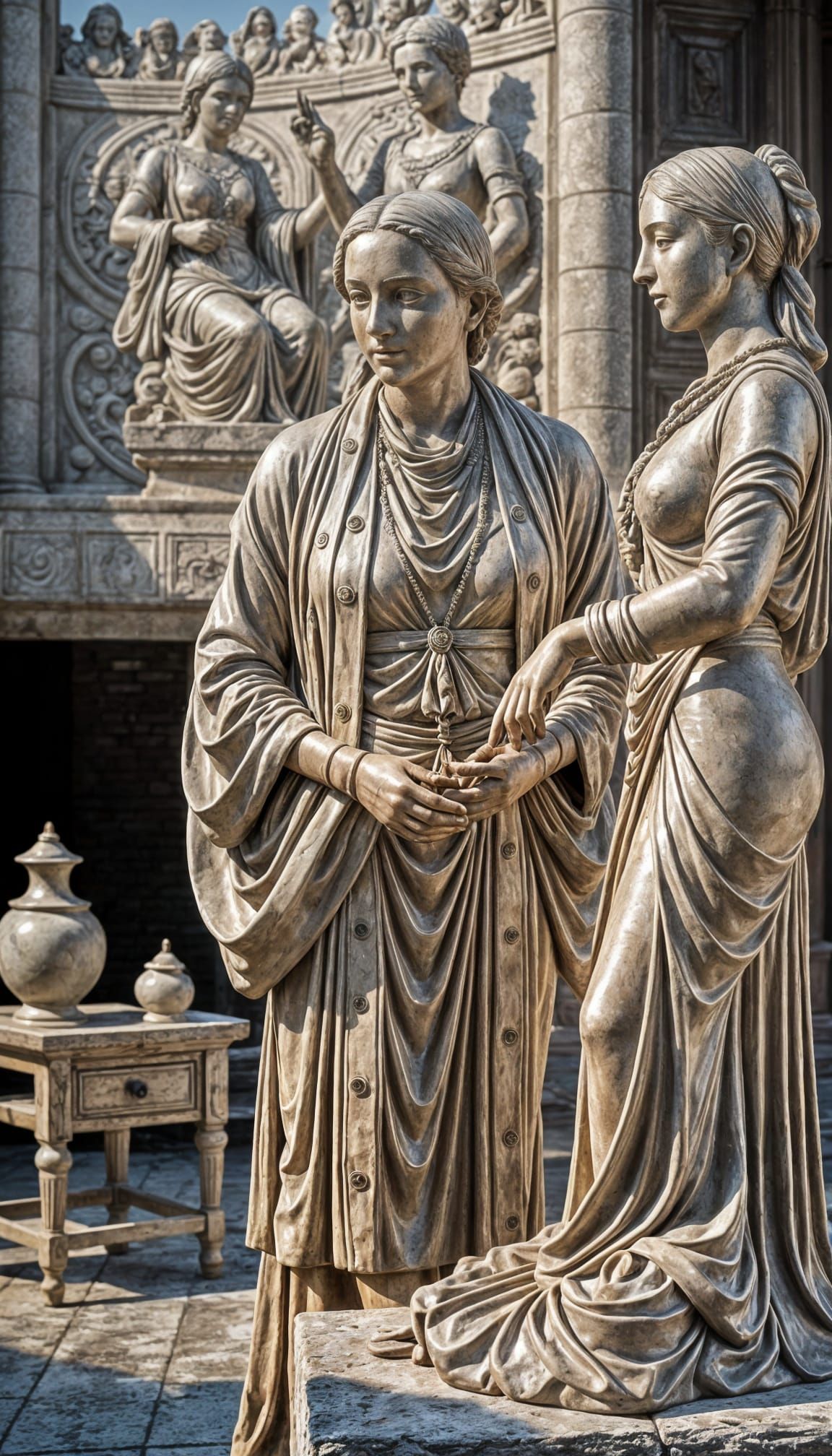 Stop for a moment - antique clay of a woman