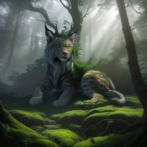 Majestic Primordial Lynx Dominates the Horizon in Hyper-Real...