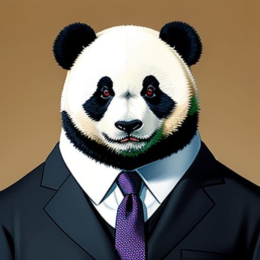 Panda Bear Wearing a Necktie