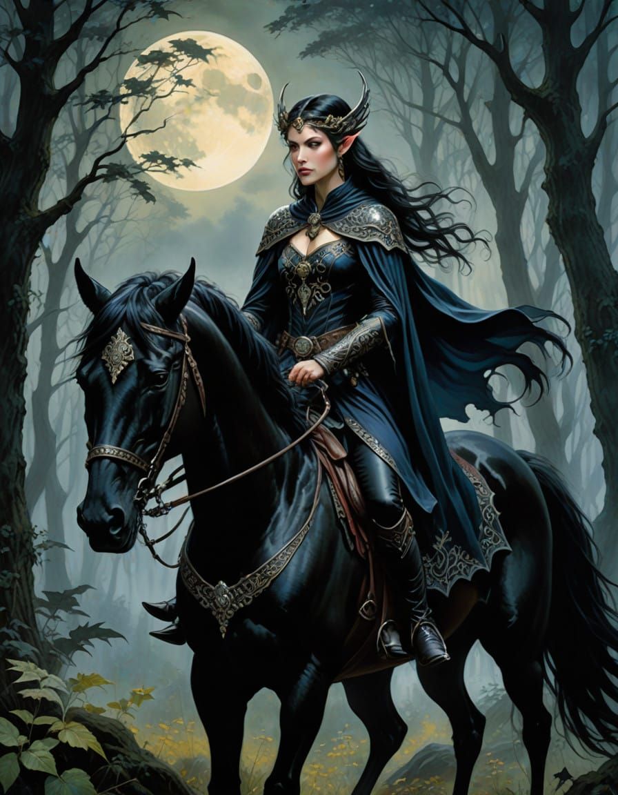 Enigmatic Elf Maiden Rides Moonlit Forest in Sensual, Dreaml...