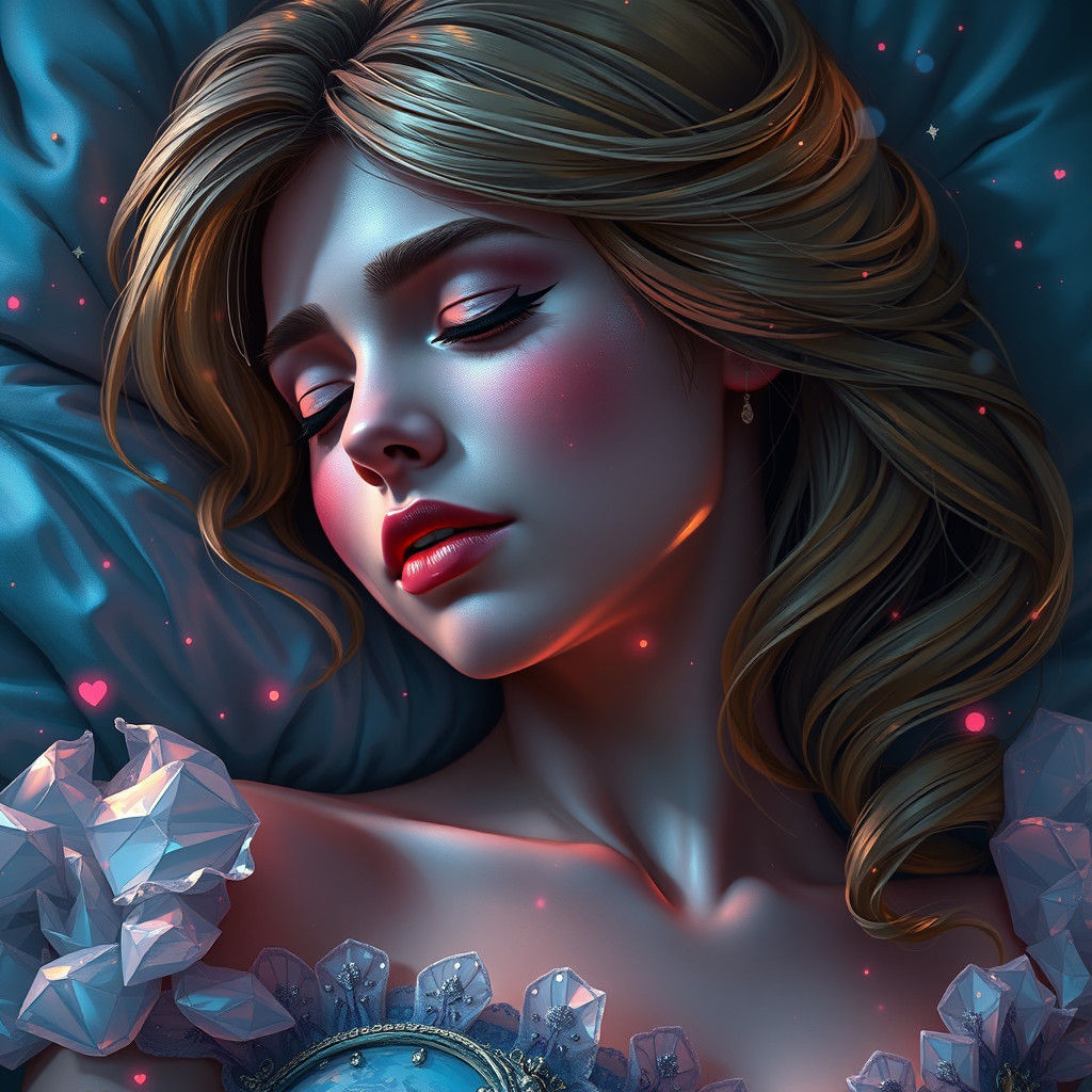 Sleeping Cinderella Portrait in Art Nouveau Style