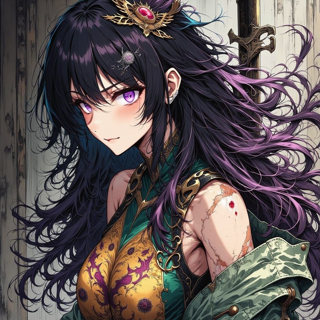 Yandere Fighter in Dark Urban Fantasy, 80s Anime Style