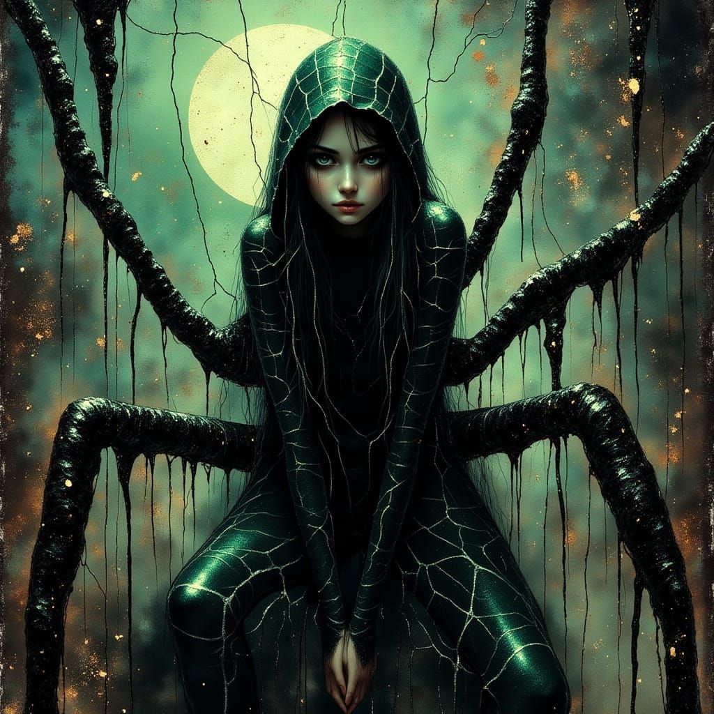 Dark Fantasy Fairy in Antique Watercolor Style