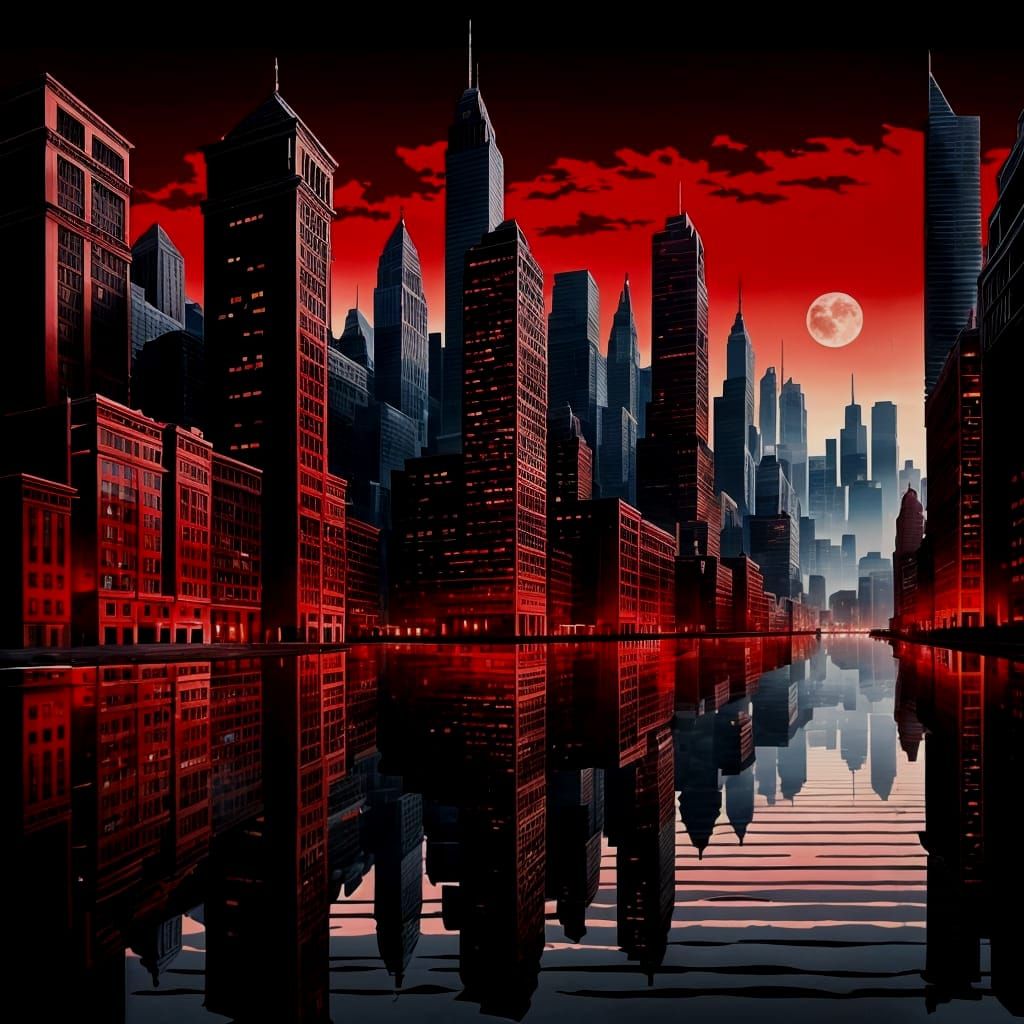 Modern Cityscape with Striped Buildings