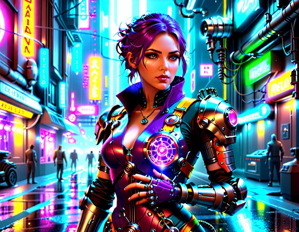 Cyborg Mad Scientist with Violet Energy Core