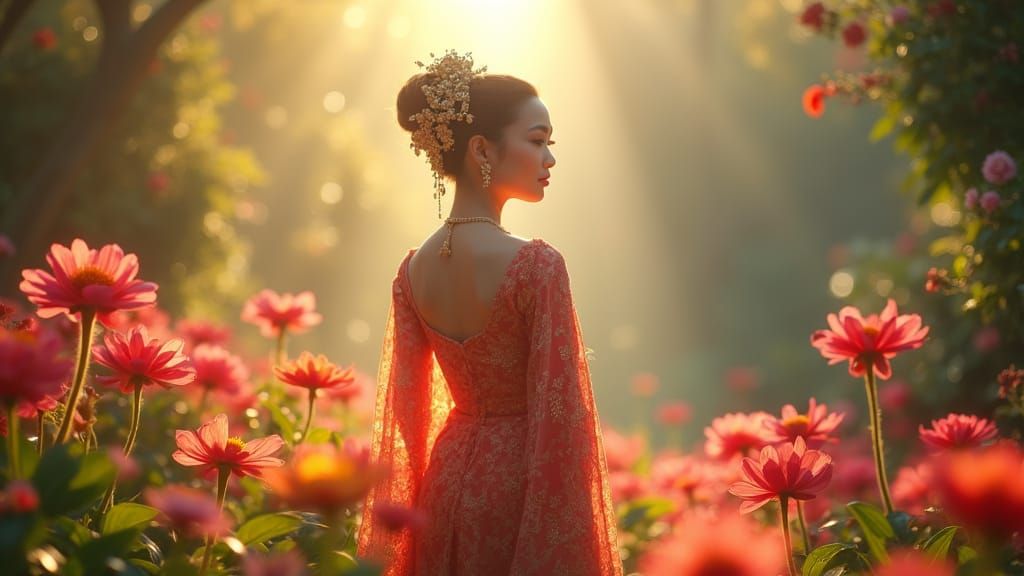 Burmese Princess in Neon Garden, 8K