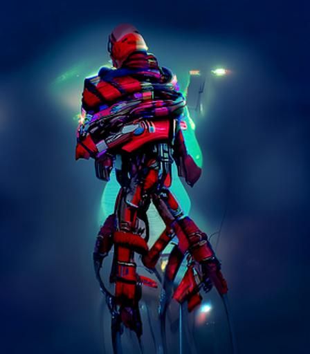 Mech Fighting Through Dream in Alien Aesthetic