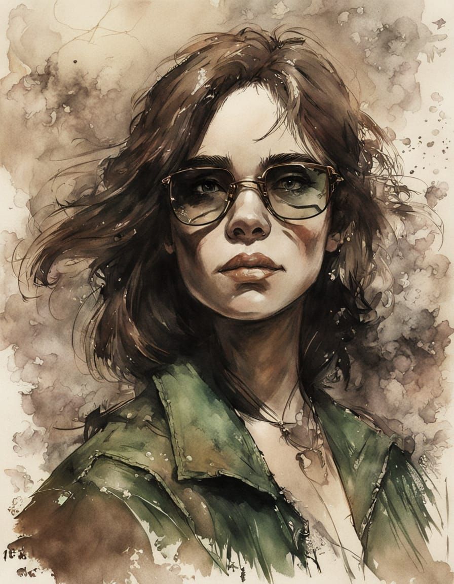 Sultry 70s Cyberpunk Chic Woman in a Vintage Electronics Sho...