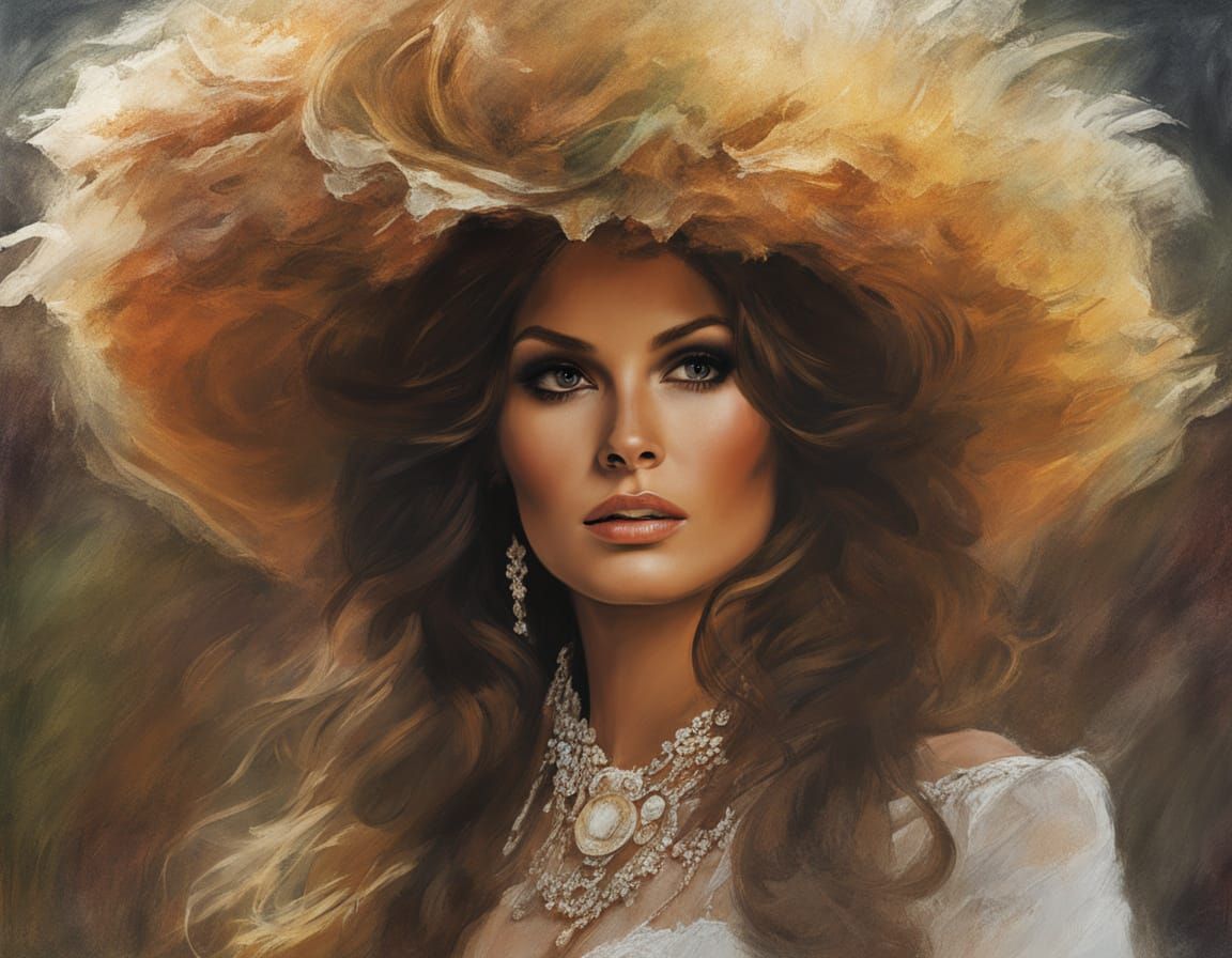 Raquel Welch Portrait in 1968 Movie Poster Style
