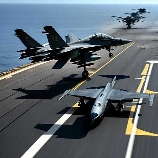 Futuristic Aircraft Takes Off from Carrier