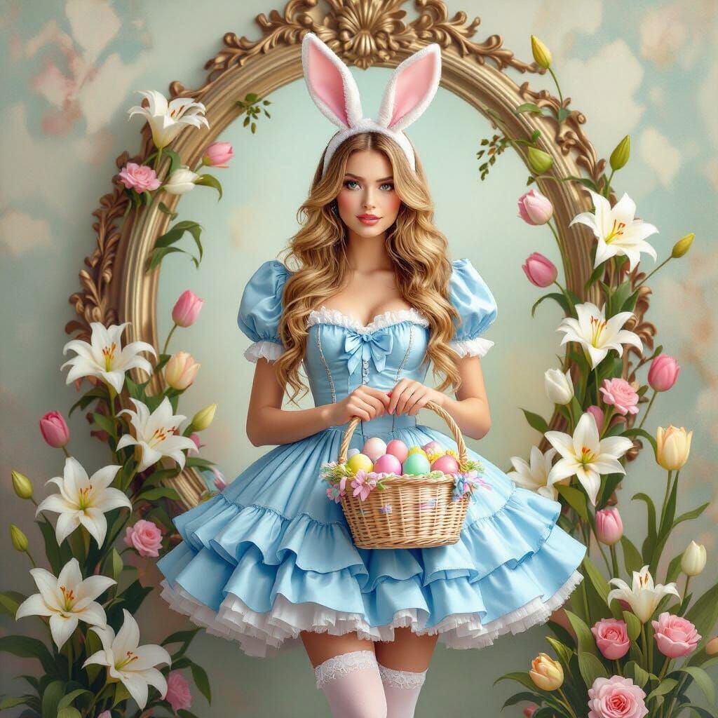 Easter Beauty in Ornate Floral Frame