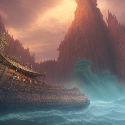 Fantastical Noah's Ark Matte Painting in 8K