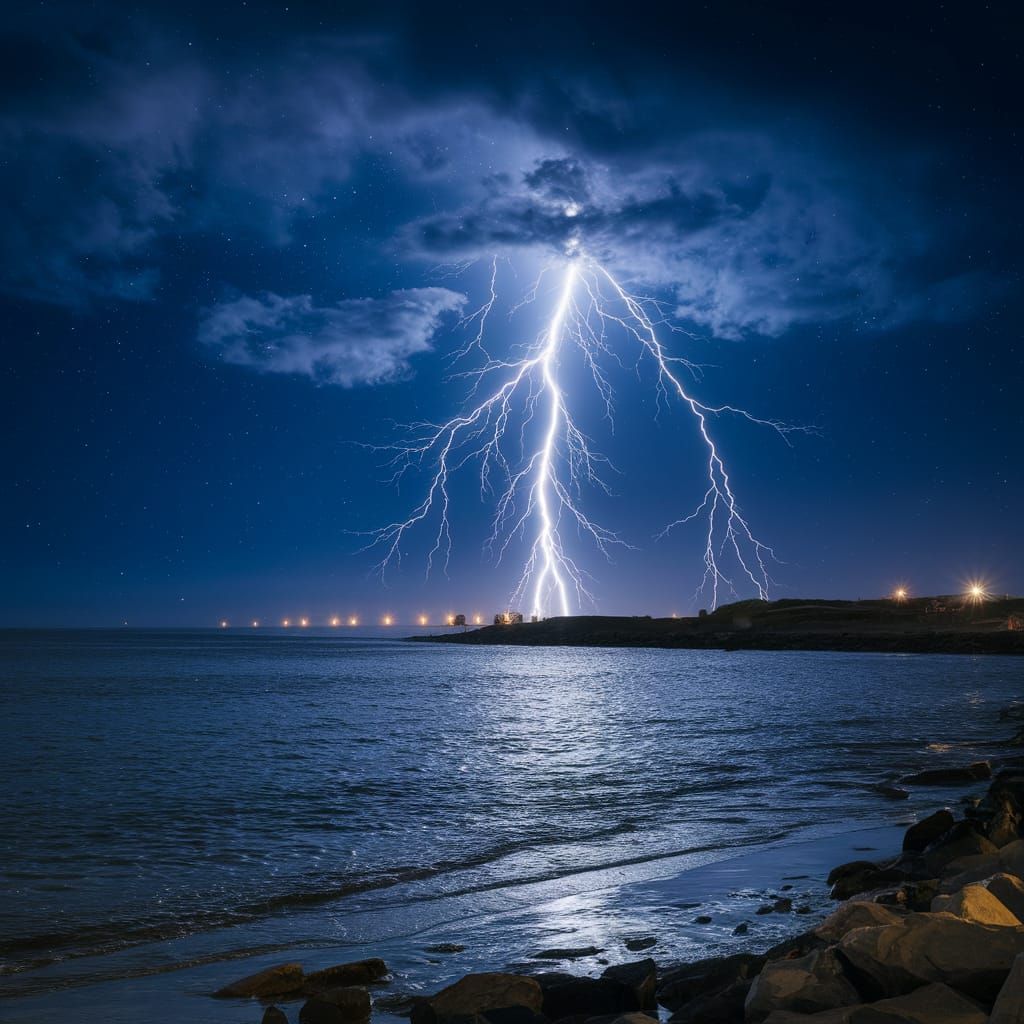 Lightning Illuminates a Striking Lunar Landscape