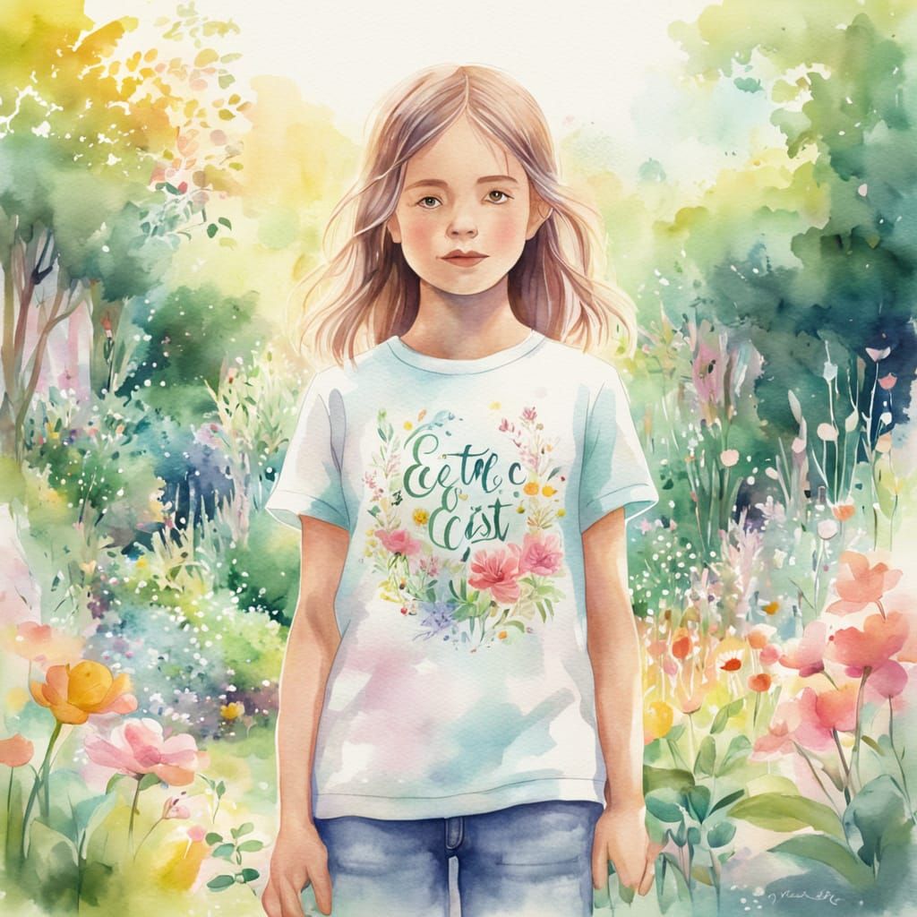 Little Girl in a Whimsical Garden
