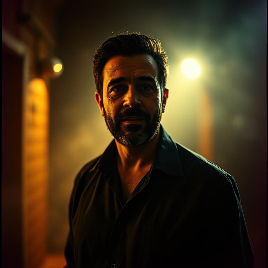 French Comedian Portrait in Cinematic 35mm Style