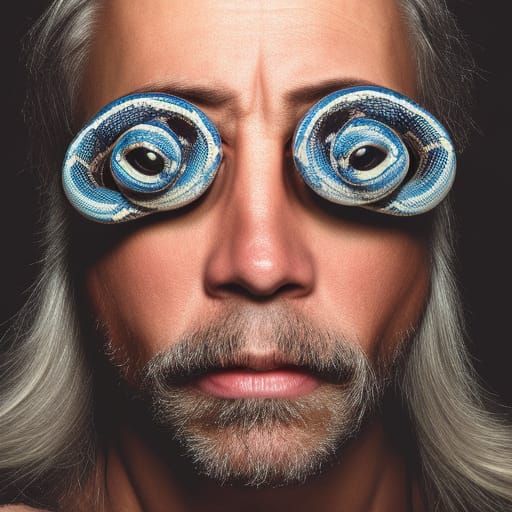 Striking Portrait of a Man with Snake Eyes