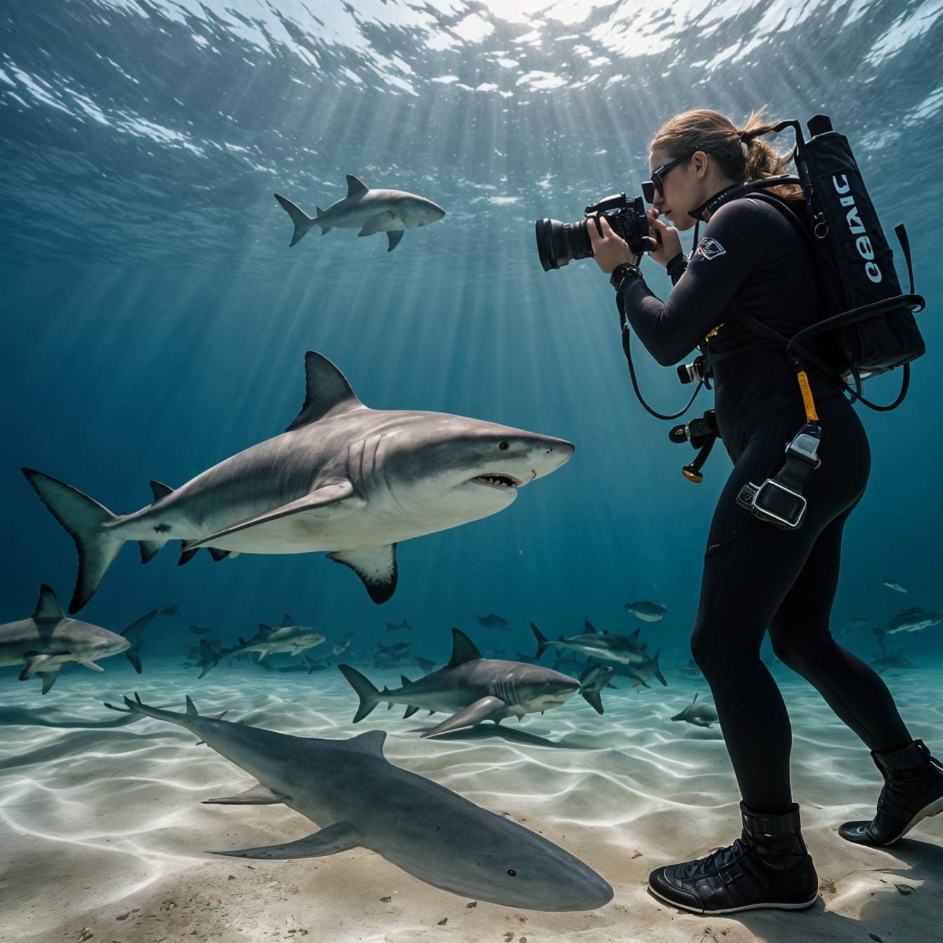Diver Captures Thrilling Shark Encounter in Crystal Clear Wa...