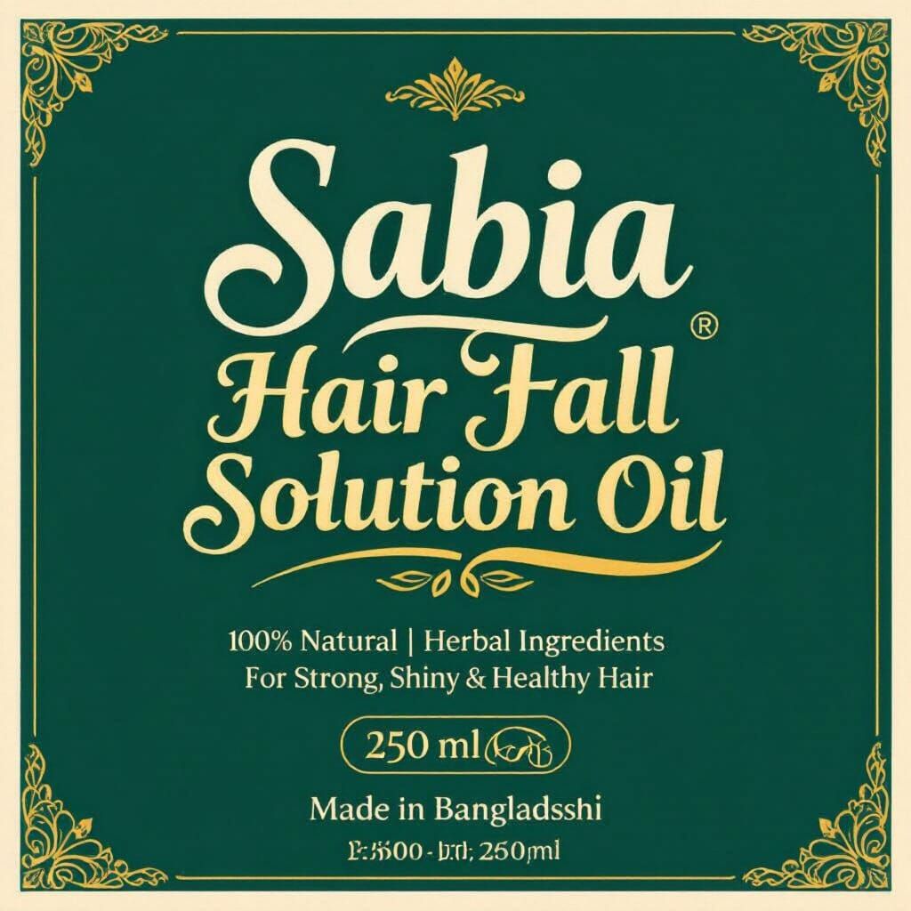 Sabia Hair Fall Solution Oil Label Design