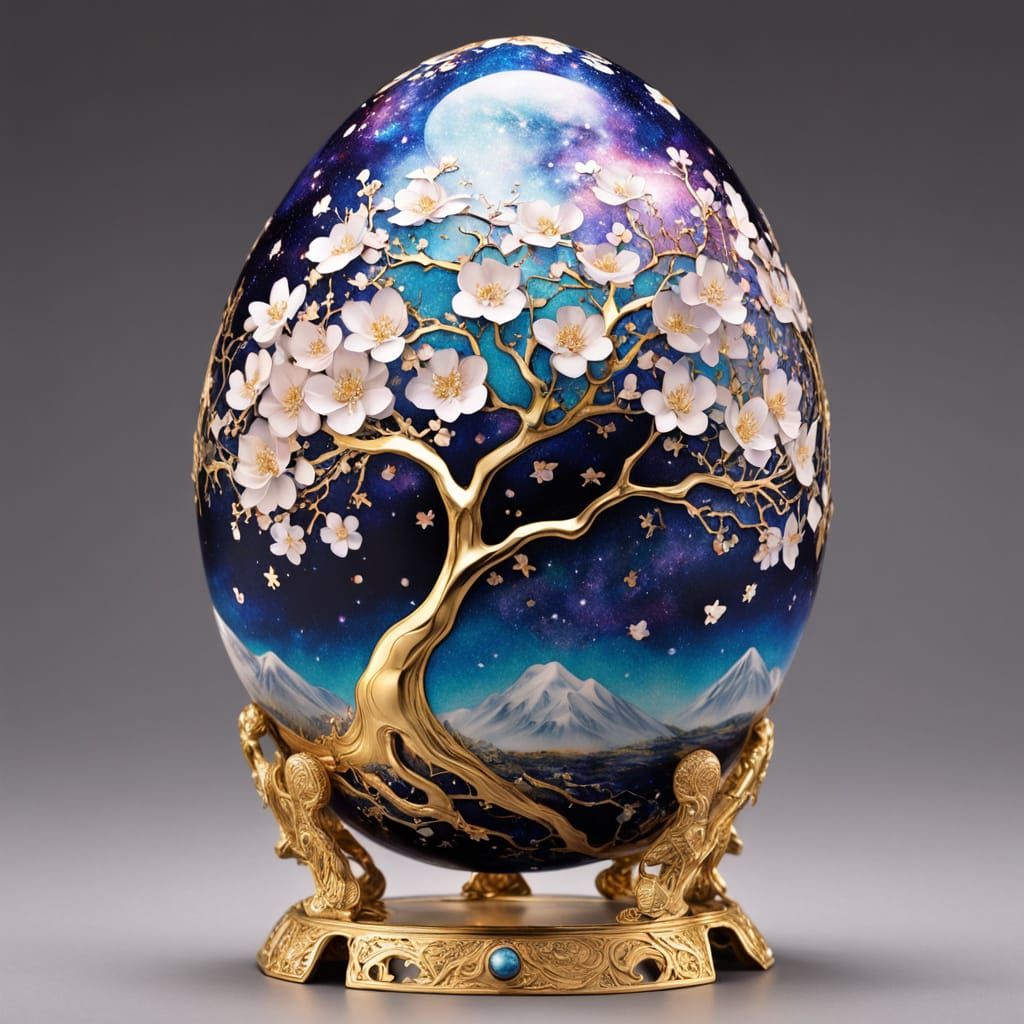 Ethereal Fabergé Egg Unveils Vibrant Galaxy