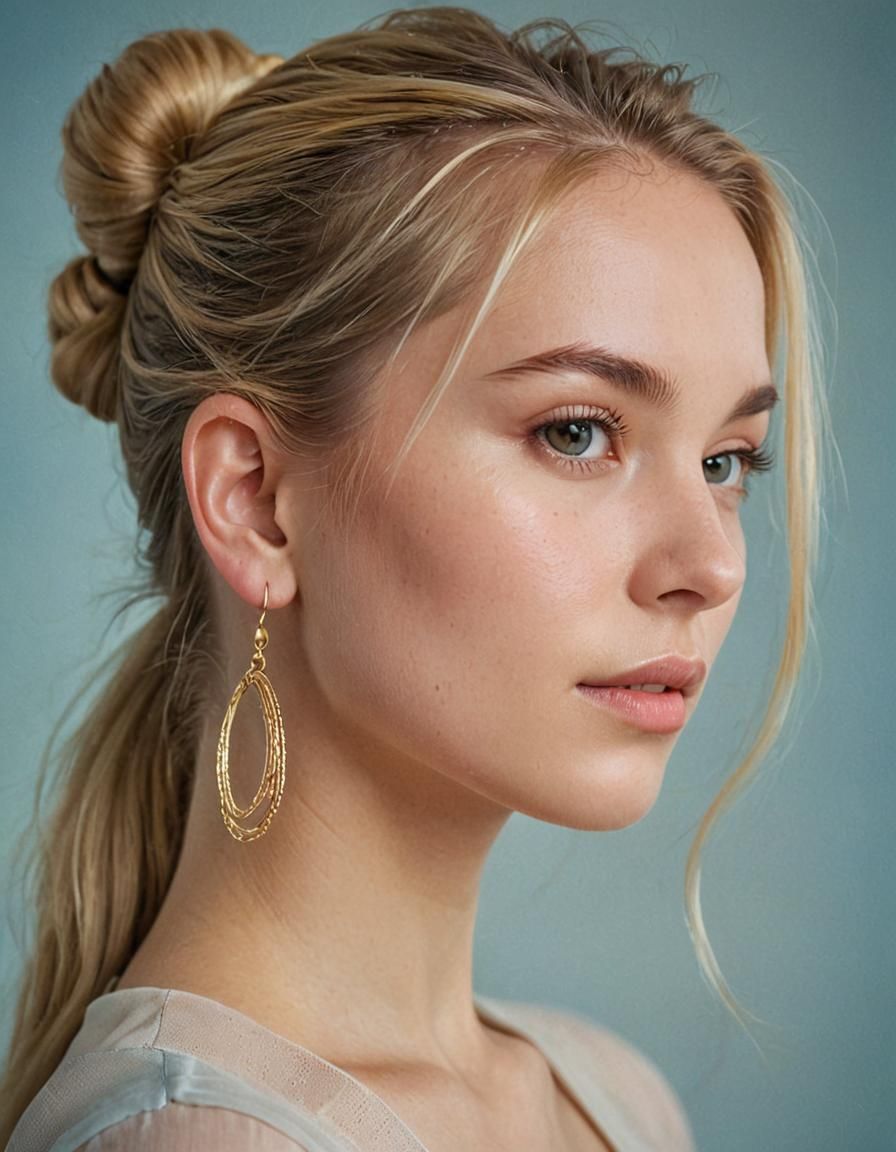 Elegant Woman with Blond Hair and Earrings