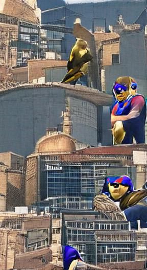 Futuristic Pilot Poses in Cyberpunk Cityscape