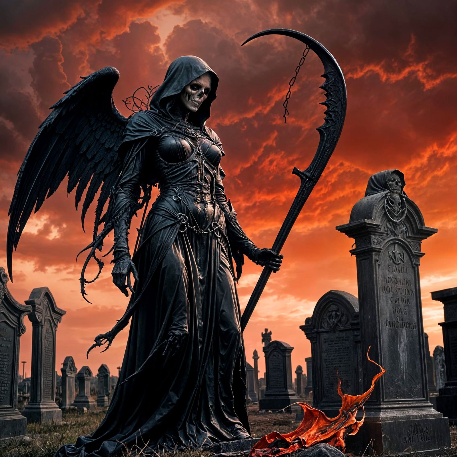 Angel of Death in Gothic Horror Atmosphere