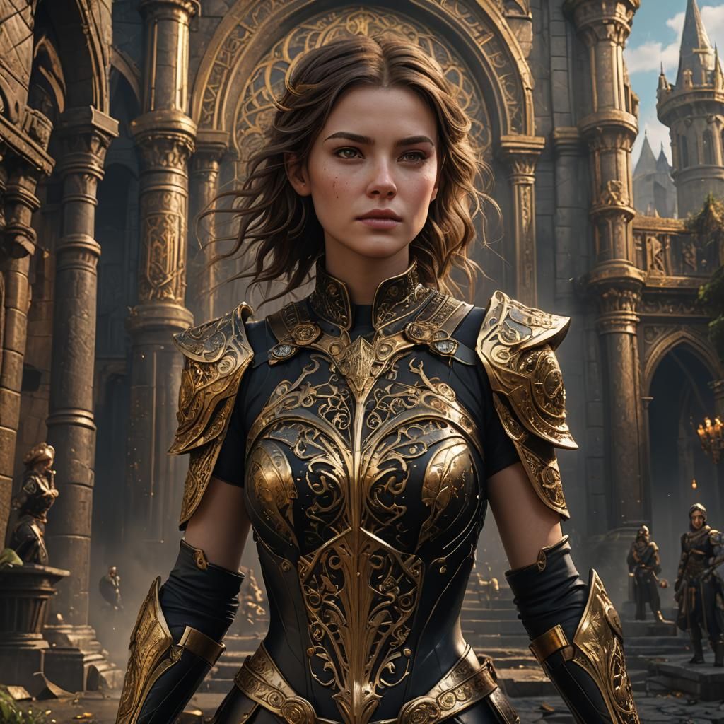 Rebecca in Gold and Black: Detailed Fantasy Art