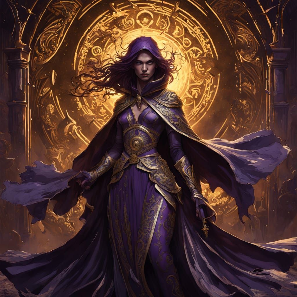 Dark Fantasy Warrior in Golden Regalia Illuminated by an Eth...