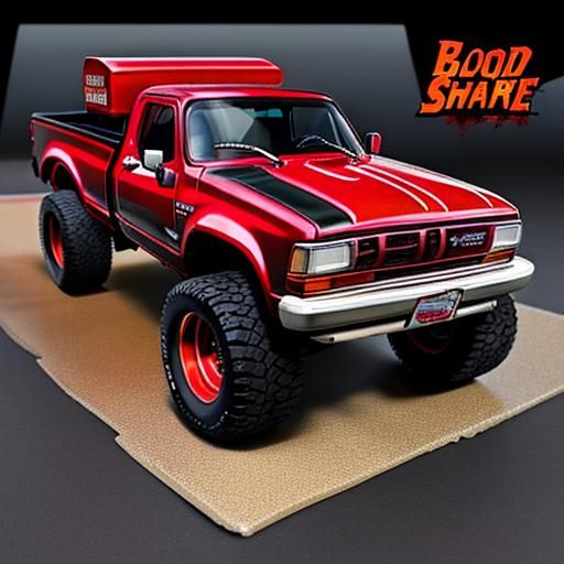 Custom Blood Red 1989 Dodge D100 Hot Wheels Truck