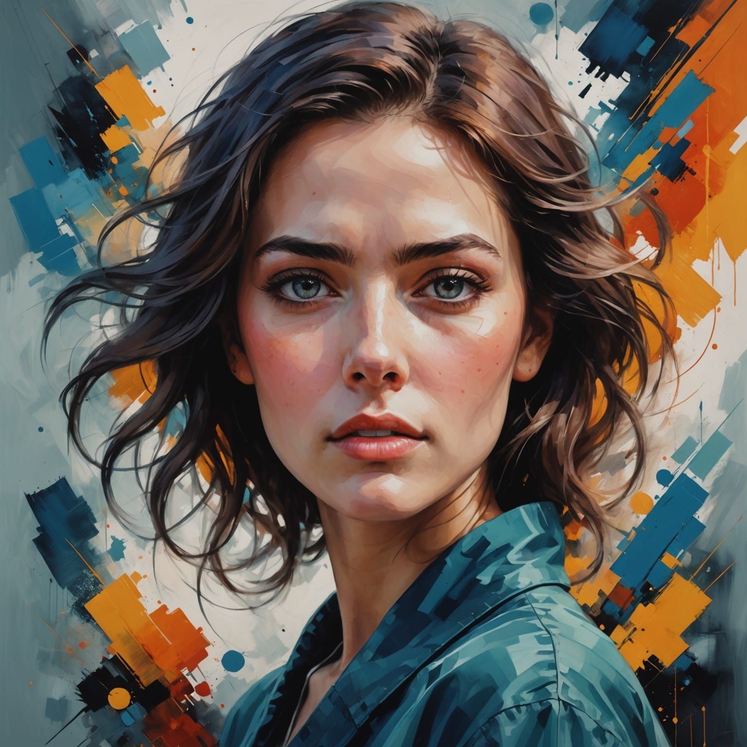 Expressive Portrait of a Woman in Digital Art