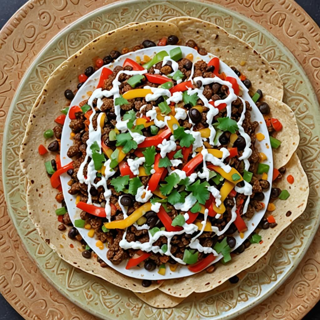 Taco with Peppers on Oval Plate