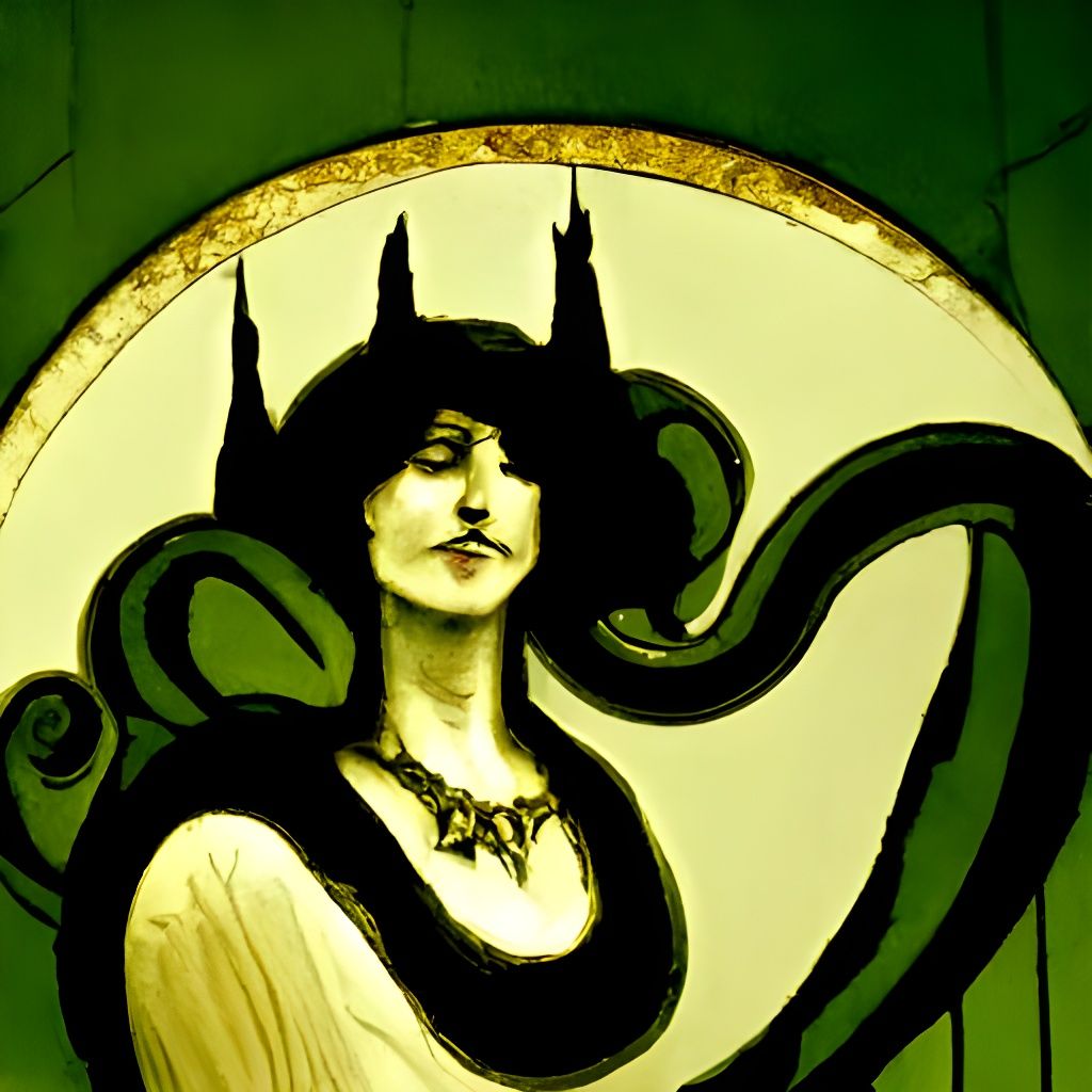 Art Nouveau Portrait of an Evil Woman