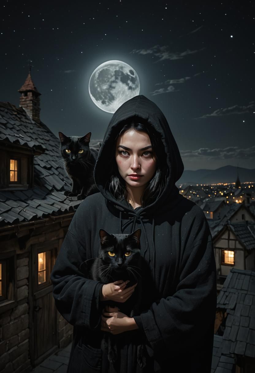 Woman with Cat in Village of Cats