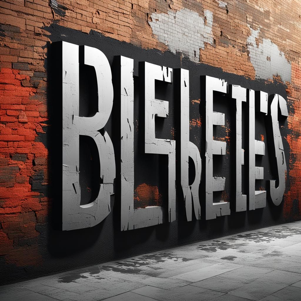 Hyperrealistic Urban Scene with Emerging Words