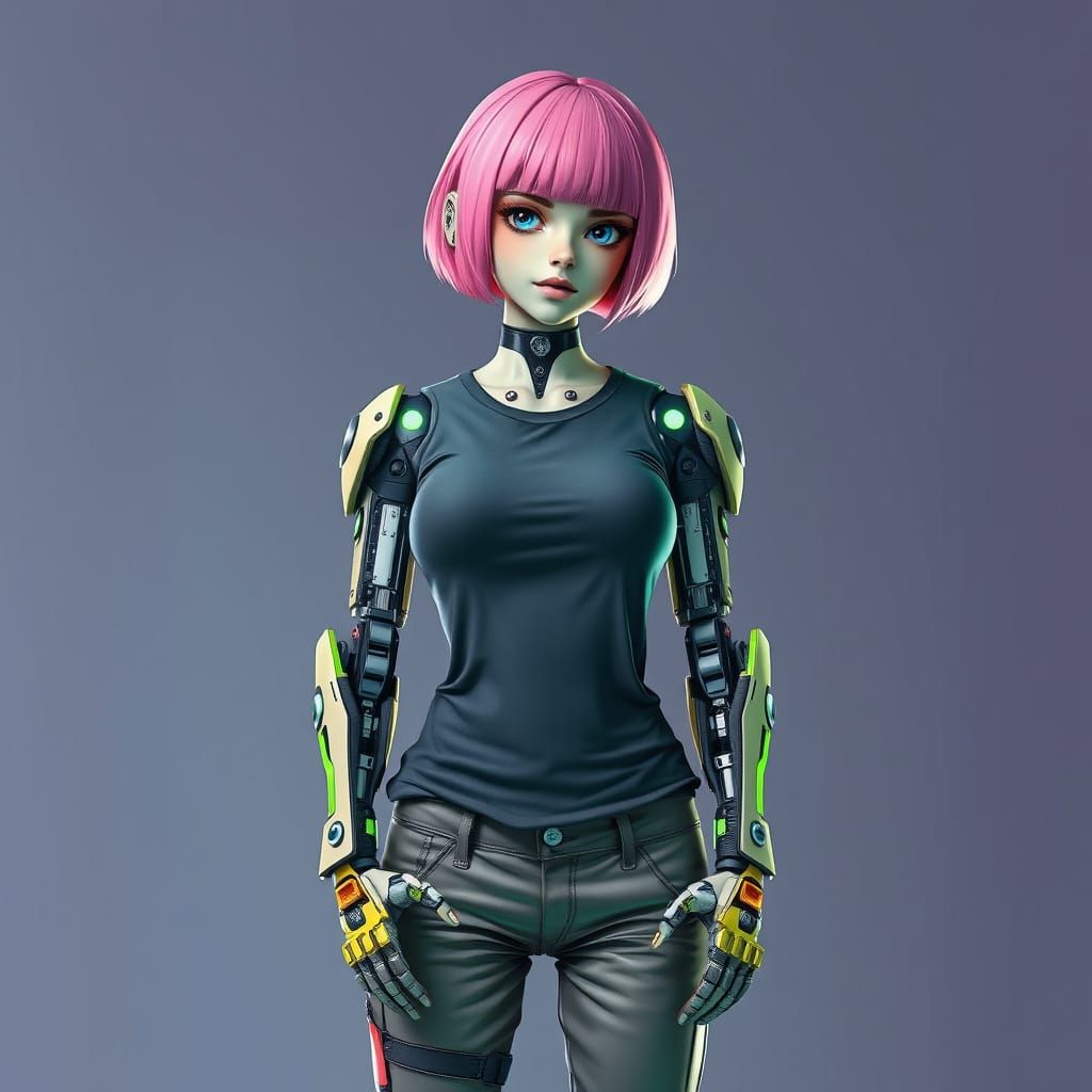 Detailed Cyborg with Kinetic Joints in Bio Punk Style