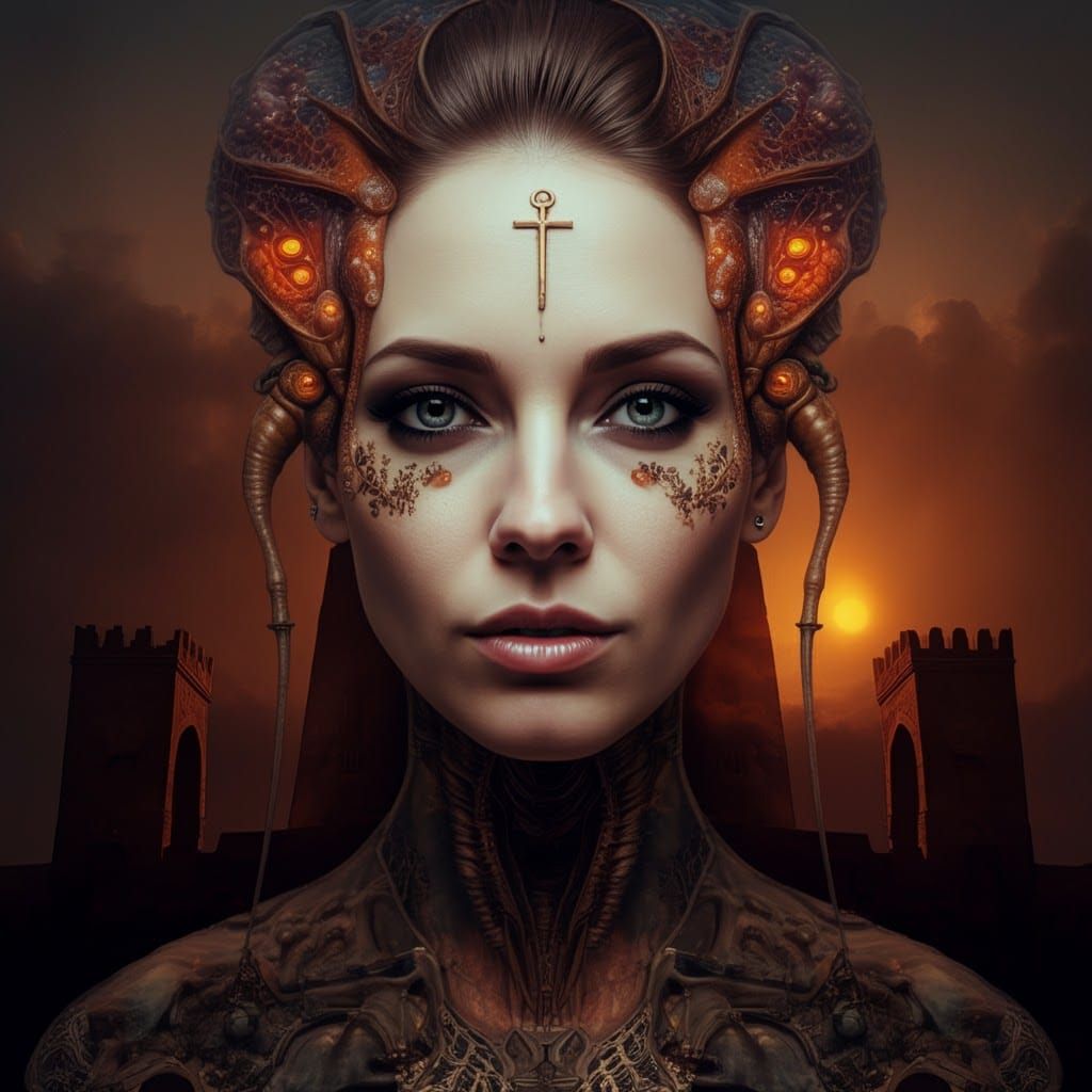 Biopunk Midwife Portrait in Surrealist Style