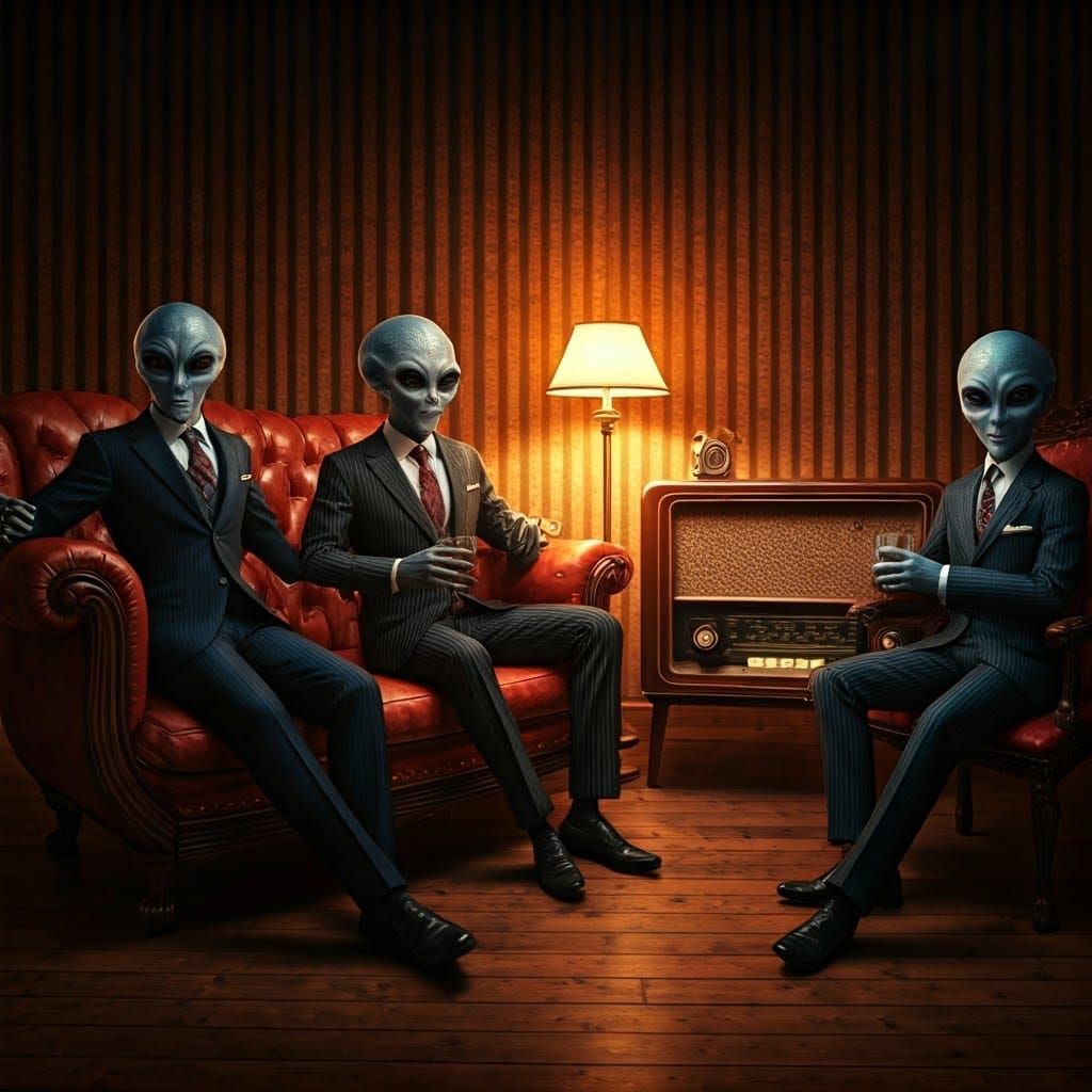 Aliens in 1930s Study, Inspired by Nolan, Anderson, and Deak...