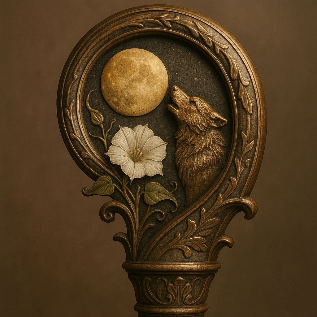 Crozier Detail with Moonflower and Wolf Design
