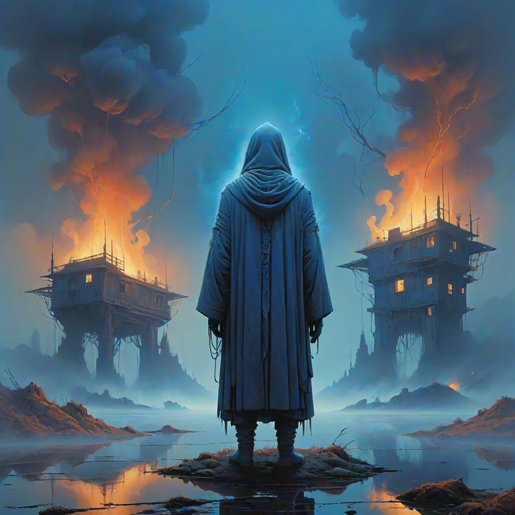 Majestic Regal Figure Rises from Smokey Fog in Hyper Fantasy