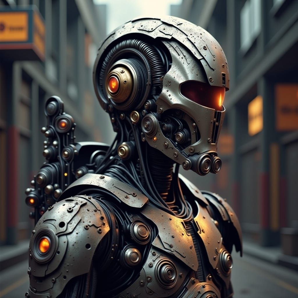 Cyberman in a Futuristic Sci-Fi Setting