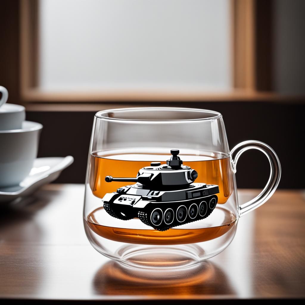 Tank in Teacup: A Surreal Juxtaposition