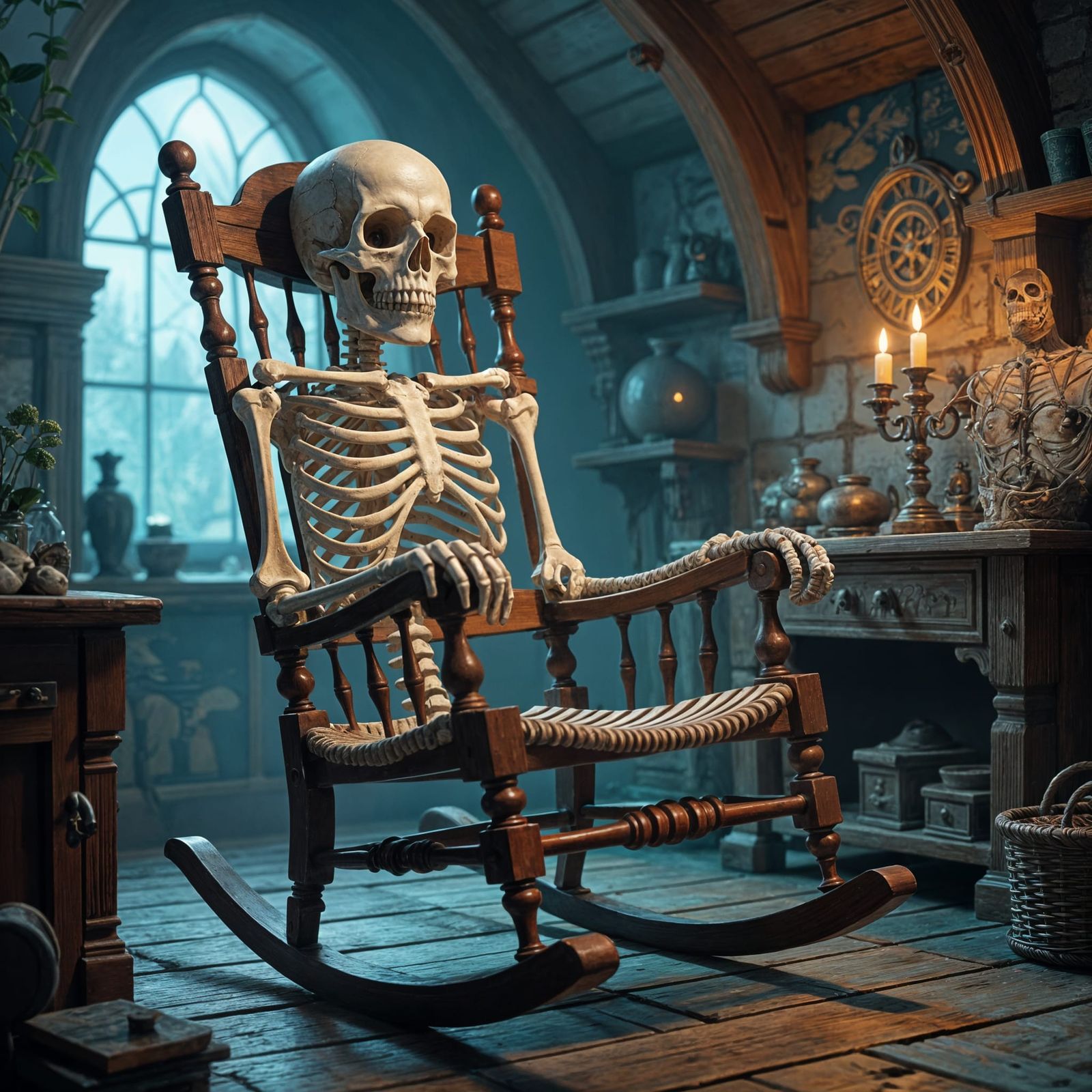 Grotesque Bone Rocking Chair in Magical Lab