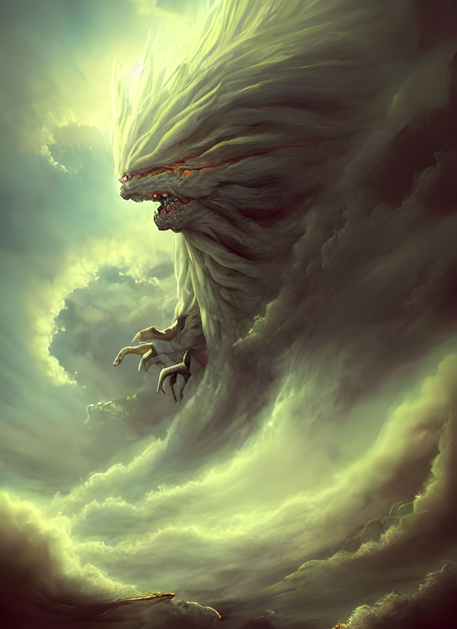Air Elemental Soaring: God of Air in Digital Art