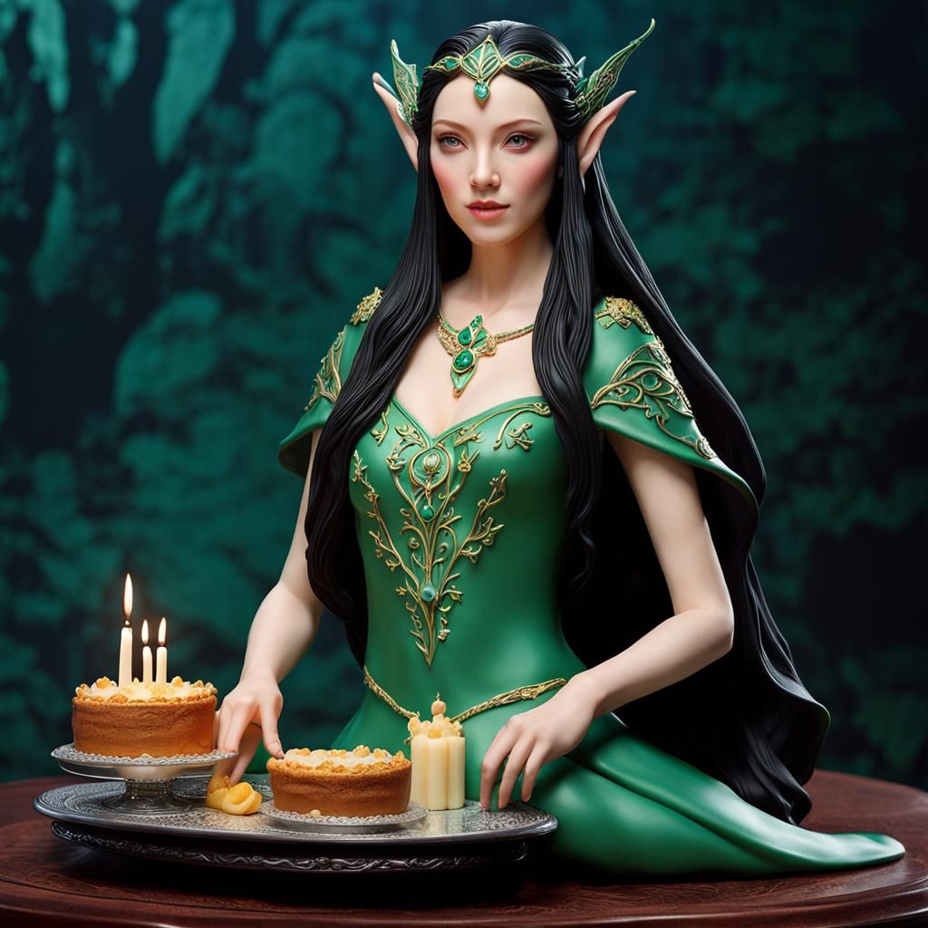 Elven Princess Cake Sculpture in Vibrant Colors