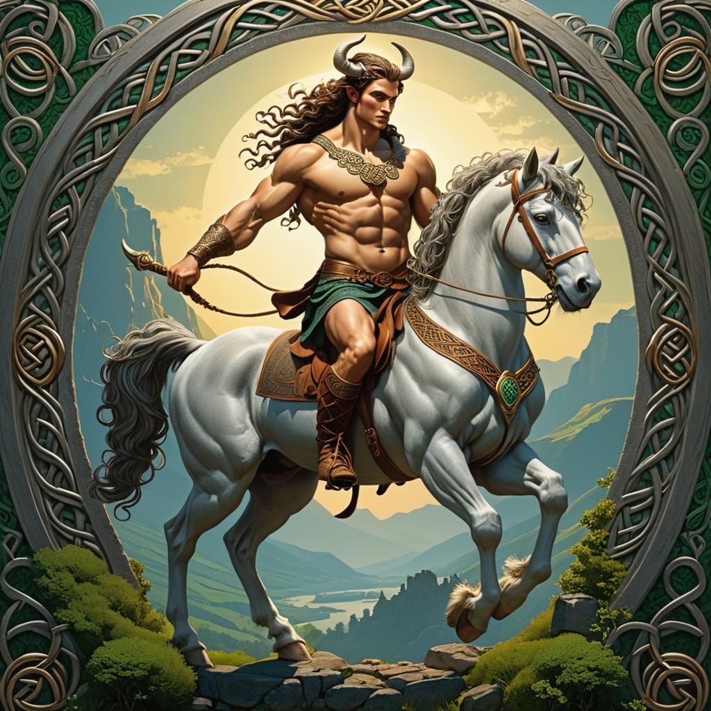 Handsome Centaur Concept Art with Celtic Border