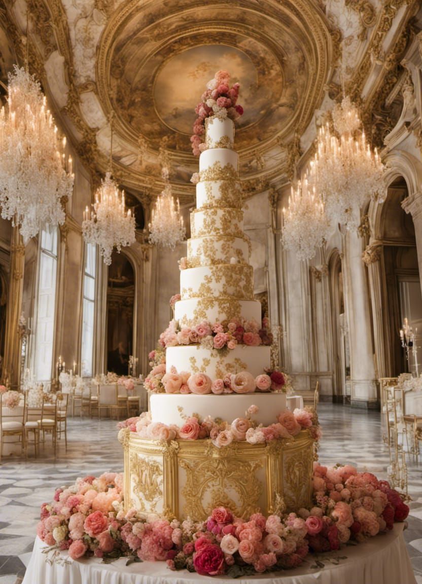 The wedding cake has arrived at the Versailles palace