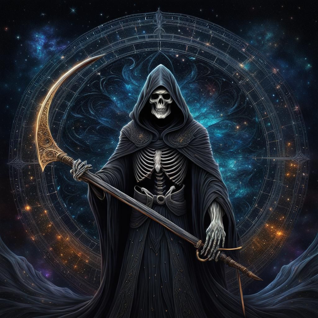 Elegant Grim Reaper in Dark Fantasy Style