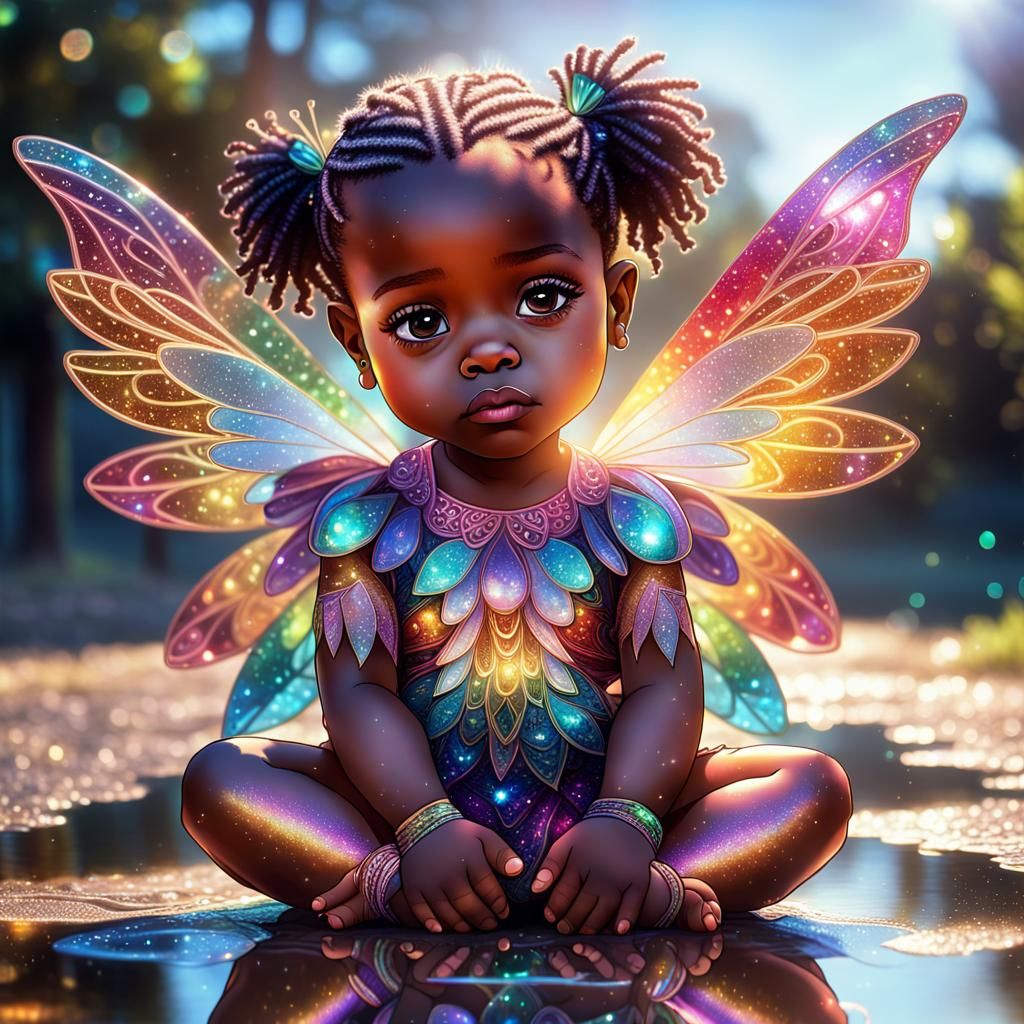 Toddler with Sparkling Chibi Fairy in Prisma Light