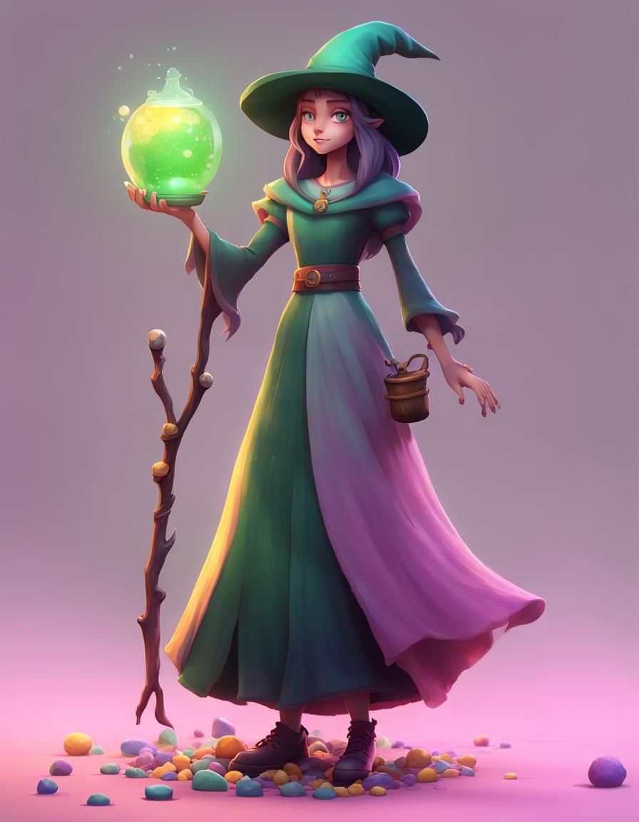Standing Witch Girl in DeviantArt Style